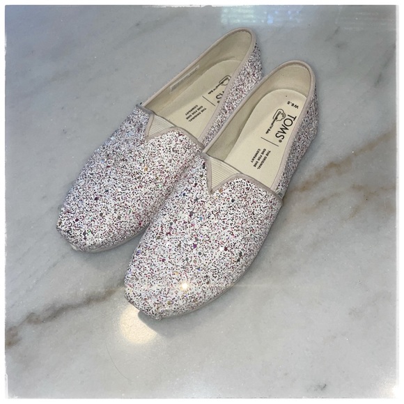 Toms Shoes - TOMS Ash Canvas Women’s Classic Natural Glitter Size 6.5